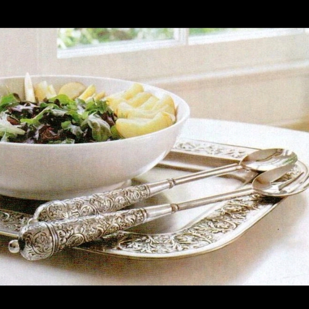 Pottery Barn Stainless Steel Modena Salad Serving Utensil Kit Fork Spoon
